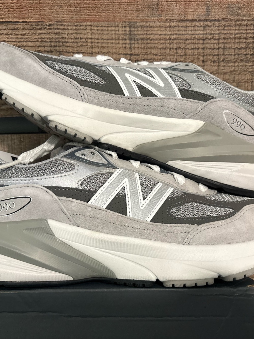 New Balance Gray and White 990 Athletic Sneakers